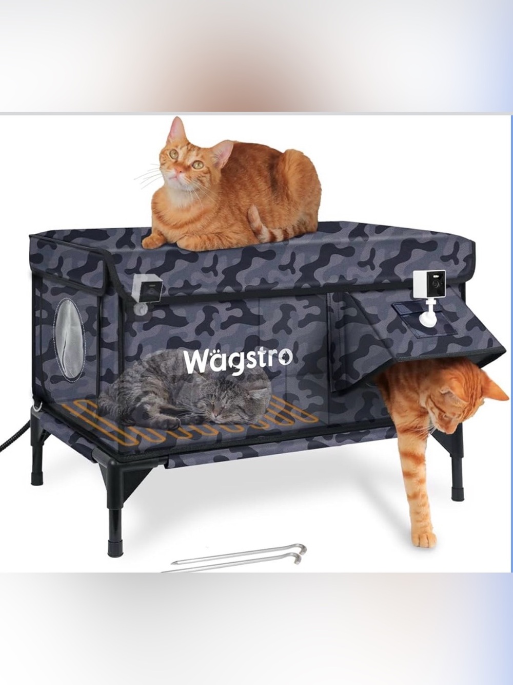 Camouflage indoor/Outdoor Cat Condo with Elevated Stand - Cozy Hideaway